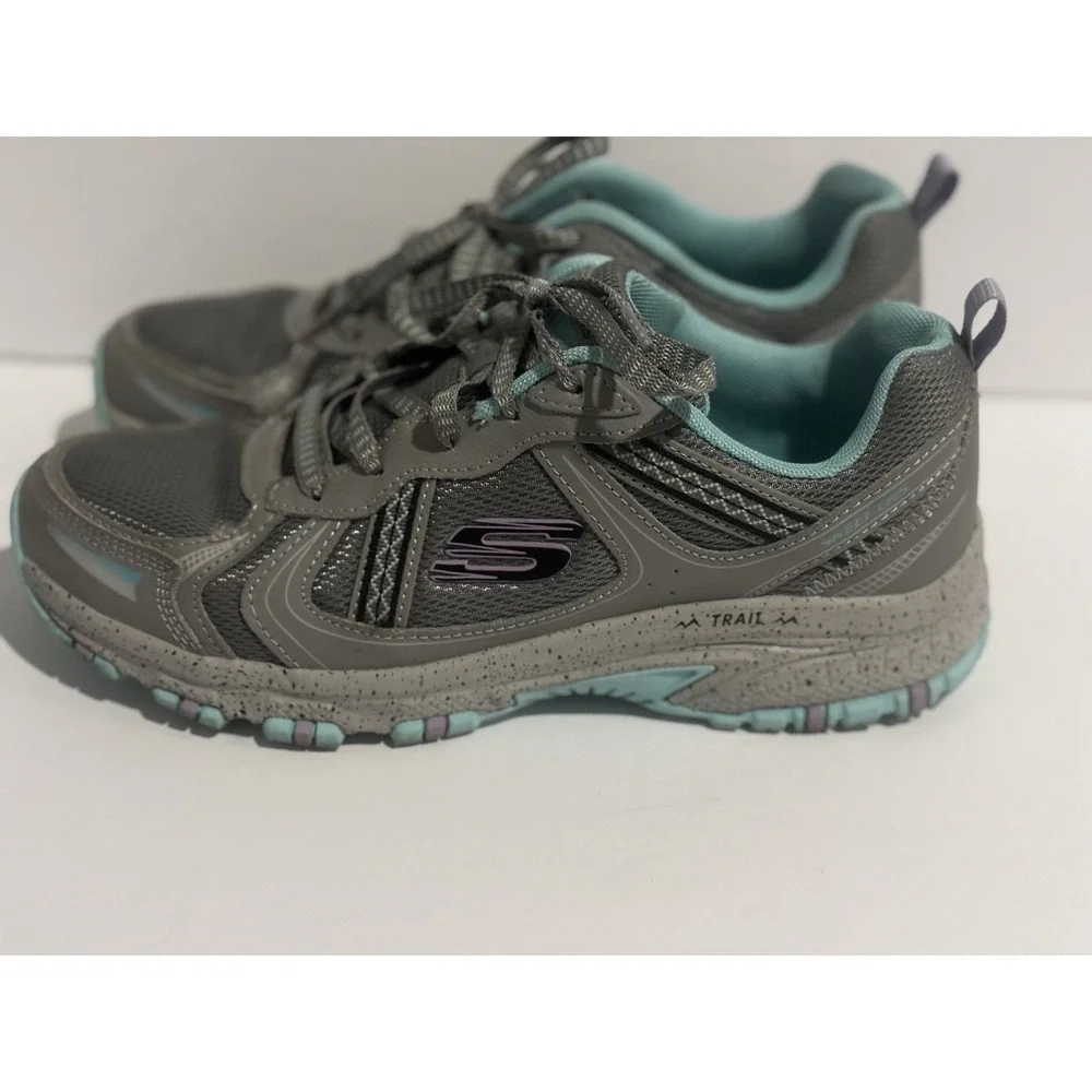 Skechers Trail Womens 8‎ Grey Teal Purple Hiking Running Shoes Speckled Sole
